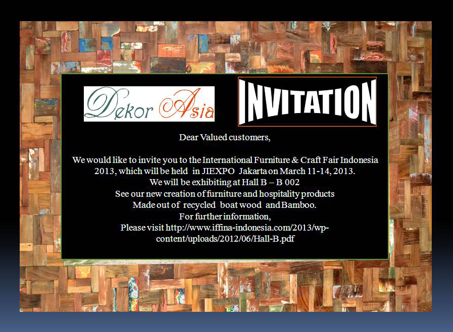 IFFINA TRADE SHOW - JIEXPO JAKARTA 11-14 MARCH 2013